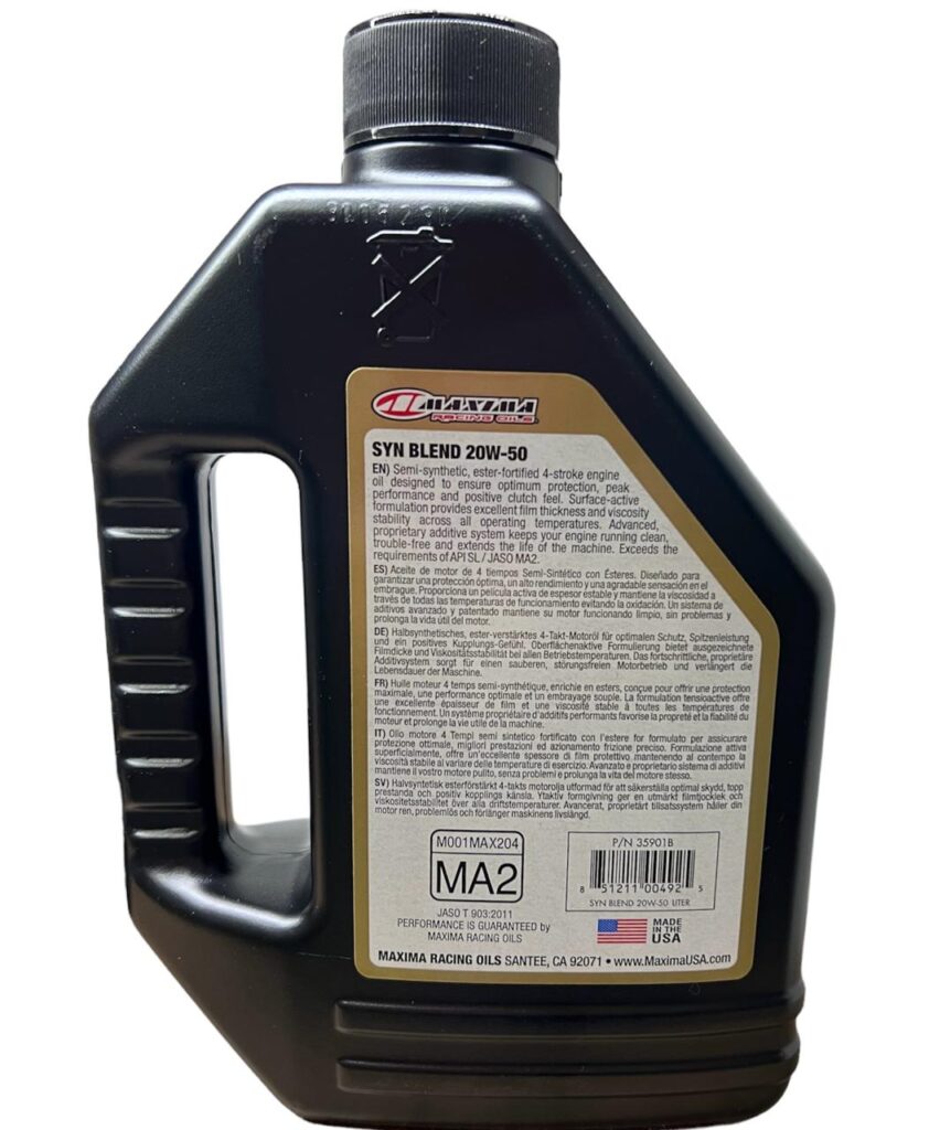 ACEITE SEMISINTETICO CON ESTER PARA MOTOS MAXIMA SYN BLEND ESTER 20W50 ...